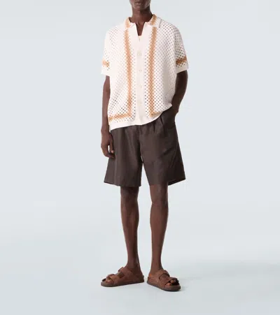 Frescobol Carioca Pinto Crochet Cotton Shirt In White