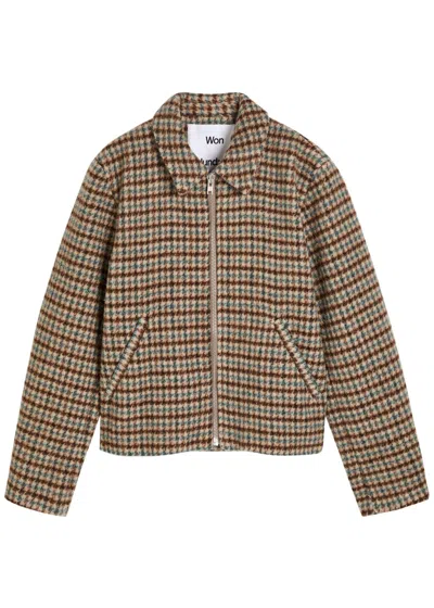 Won Hundred Dutton Houndstooth Brushed Wool-blend Jacket In Neutral