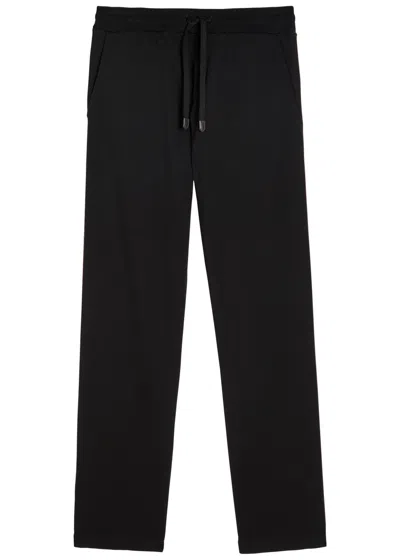 Canali Pipe-trimmed Straight-leg Wool Track Pants In Black
