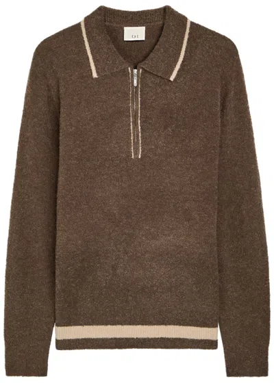 Che Lazurus Knit Polo Jumper In Brown