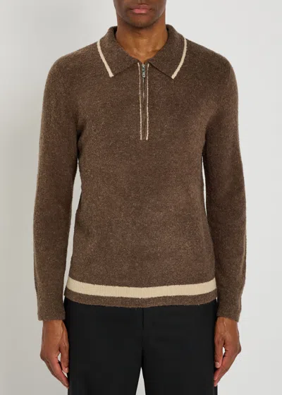 Che Lazurus Knit Polo Jumper In Brown