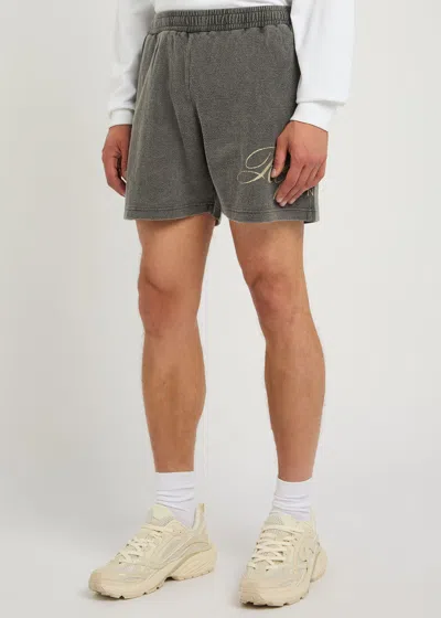 Represent Owners Club Script Cotton-mesh Shorts In Gray