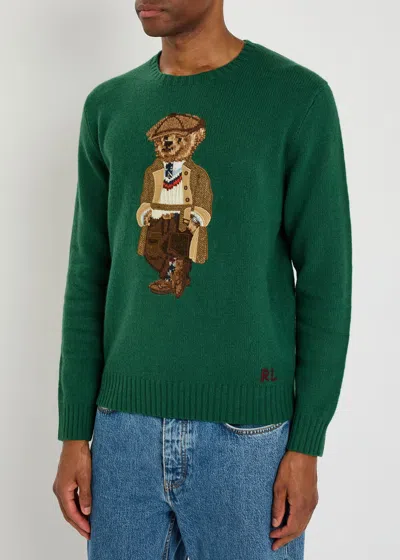Polo Ralph Lauren Crew Neck Knit Sweater With Ribbed Textures In Green