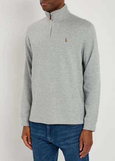 Polo Ralph Lauren Logo-embroidered Half-zip Cotton Sweatshirt In Black