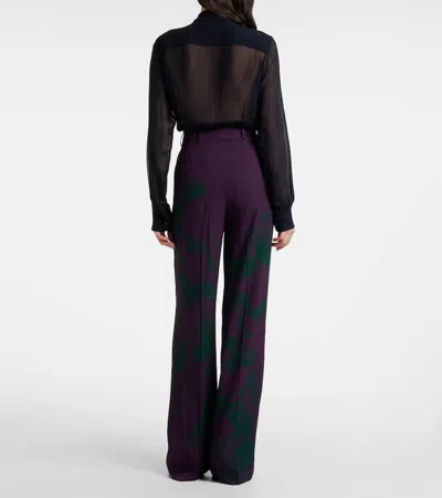 Dries Van Noten Printed Wide-leg Pants In Blue