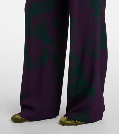 Dries Van Noten Printed Wide-leg Pants In Blue