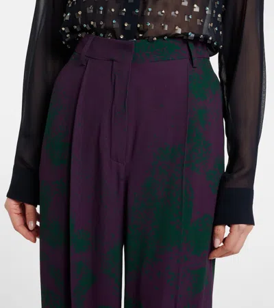 Dries Van Noten Printed Wide-leg Pants In Blue