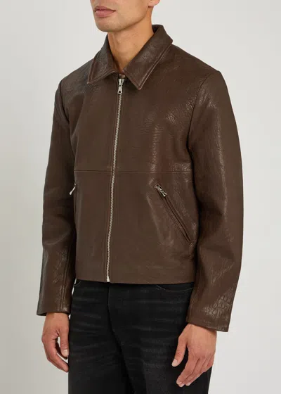 Won Hundred Dutton Textured Leather Jacket In Brown