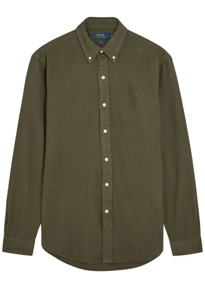 Polo Ralph Lauren Logo-embroidered Flannel Shirt In Green