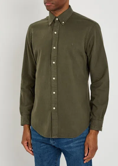 Polo Ralph Lauren Logo-embroidered Flannel Shirt In Green