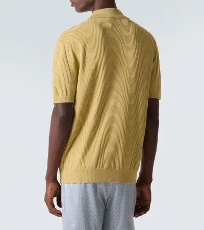 Frescobol Carioca Rino Cotton And Silk Jacquard Polo Shirt In Yellow
