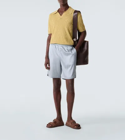 Frescobol Carioca Rino Cotton And Silk Jacquard Polo Shirt In Yellow