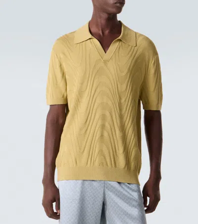 Frescobol Carioca Rino Cotton And Silk Jacquard Polo Shirt In Yellow