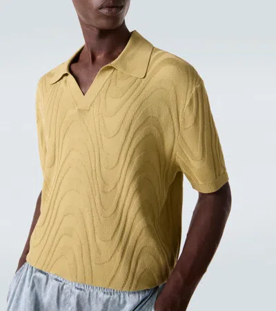 Frescobol Carioca Rino Cotton And Silk Jacquard Polo Shirt In Yellow