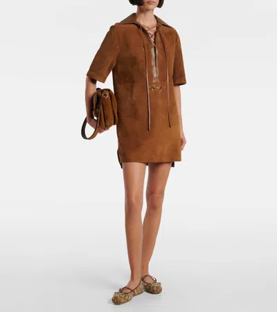 Gucci Horsebit Embellished Canvas Ballet Flats In Brown