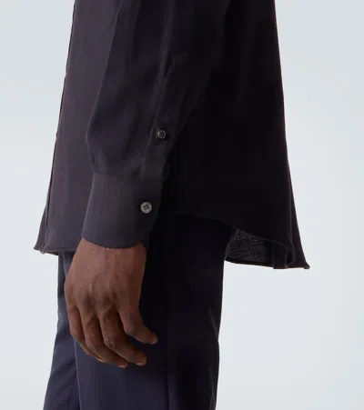 Thom Sweeney Cotton Flannel Shirt In Black