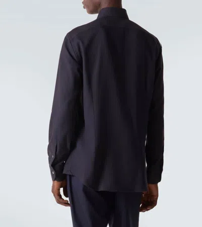 Thom Sweeney Cotton Flannel Shirt In Black