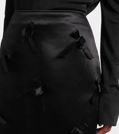 蝴蝶结细节缎布中长半身裙