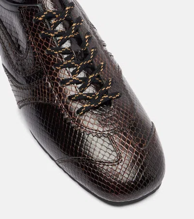 Dries Van Noten Leather Snakeskin-effect Dustin Sneakers In Brown