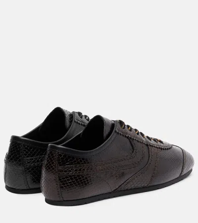 Dries Van Noten Leather Snakeskin-effect Dustin Sneakers In Brown