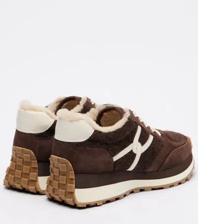 Veronica Beard Valentina Genuine Shearling Lined Sneaker In Espresso