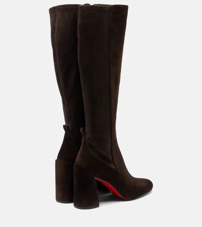 Christian Louboutin 55mm Jane Botta Suede Red Sole Knee-high Boots In Brown