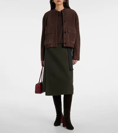 Christian Louboutin 55mm Jane Botta Suede Red Sole Knee-high Boots In Brown