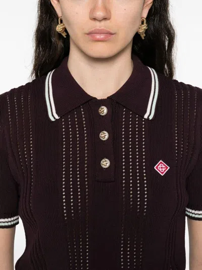 Casablanca Cotton Knit Polo Shirt In Brown