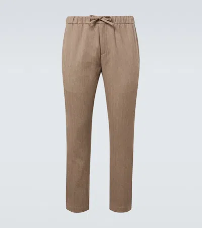 Frescobol Carioca Oscar Herringbone Cotton-blend Straight Pants In Brown