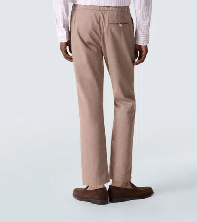 Frescobol Carioca Oscar Herringbone Cotton-blend Straight Pants In Brown