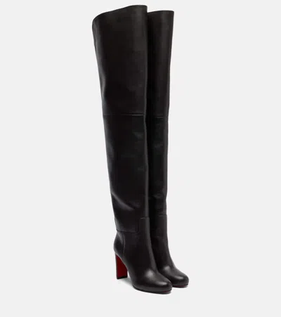 Christian Louboutin Loo Botta Leather Thigh-high Boots 85 In Black