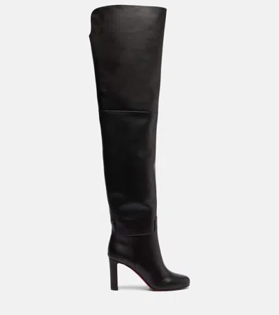 Christian Louboutin Loo Botta Leather Thigh-high Boots 85 In Black