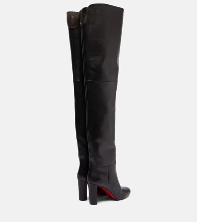 Christian Louboutin Loo Botta Leather Thigh-high Boots 85 In Black