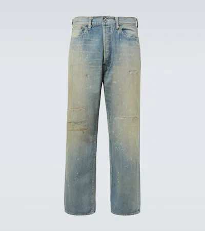 A.presse No. 37 Distressed Straight Jeans In Blue