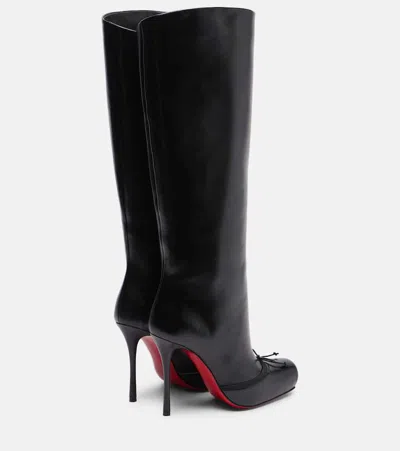 Christian Louboutin Cassia Nodo Botta Leather Red Sole Knee Boots In Black