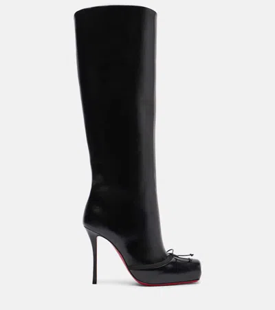 Christian Louboutin Cassia Nodo Botta Leather Red Sole Knee Boots In Black