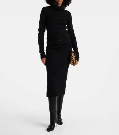 Christian Louboutin Cassia Nodo Botta Leather Red Sole Knee Boots In Black