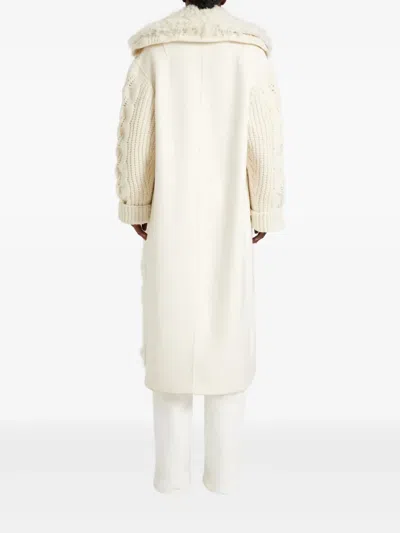 Ermanno Scervino Cable-knit Shearling Coat In White