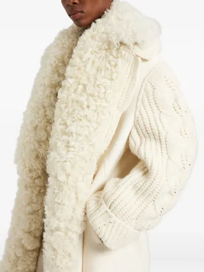 Ermanno Scervino Cable-knit Shearling Coat In White