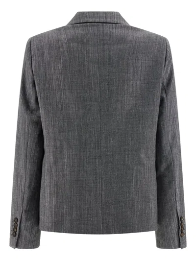 Brunello Cucinelli Blazer Twill Sparkling Blazers Silver In Gray
