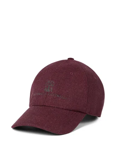 Brunello Cucinelli Baseball Cap With Embroidery In Red