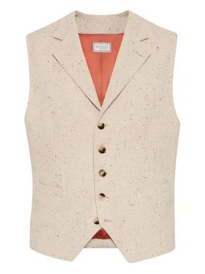 Brunello Cucinelli Button-fastening Waistcoat In Neutral