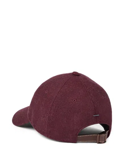 Brunello Cucinelli Baseball Cap With Embroidery In Red