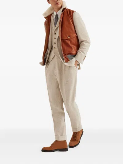 Brunello Cucinelli Button-fastening Waistcoat In Neutral
