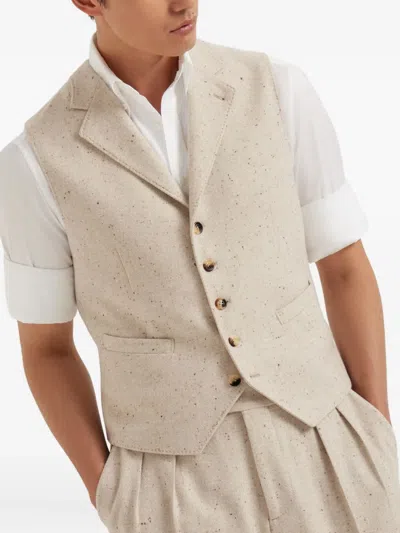 Brunello Cucinelli Button-fastening Waistcoat In Neutral