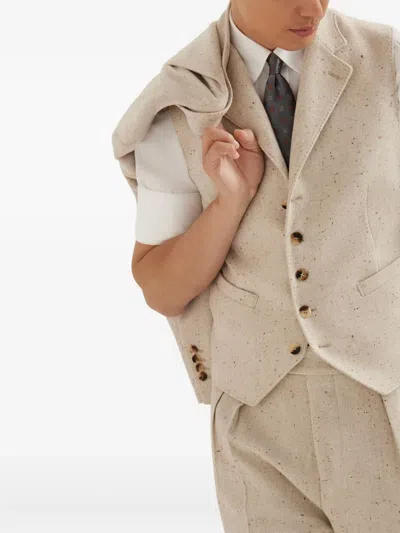 Brunello Cucinelli Button-fastening Waistcoat In Neutral