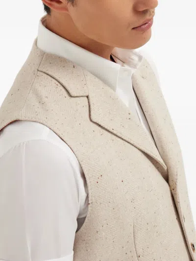 Brunello Cucinelli Button-fastening Waistcoat In Neutral