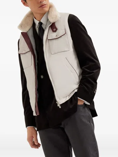 Brunello Cucinelli Collar-detail Pockets Gilet In Neutral
