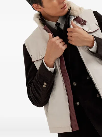 Brunello Cucinelli Collar-detail Pockets Gilet In Neutral
