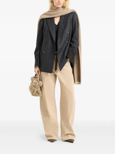 Brunello Cucinelli Wool Wispy Lace Tank Top In Gray